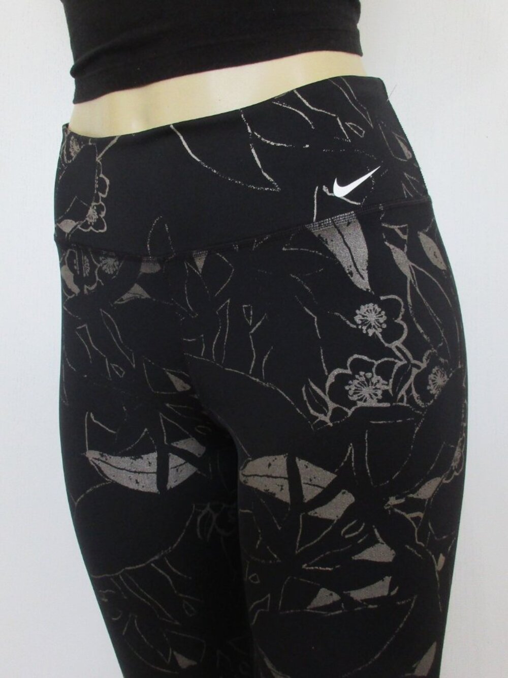 NIKE DRI Fit Leggings Size Large Black Floral Print